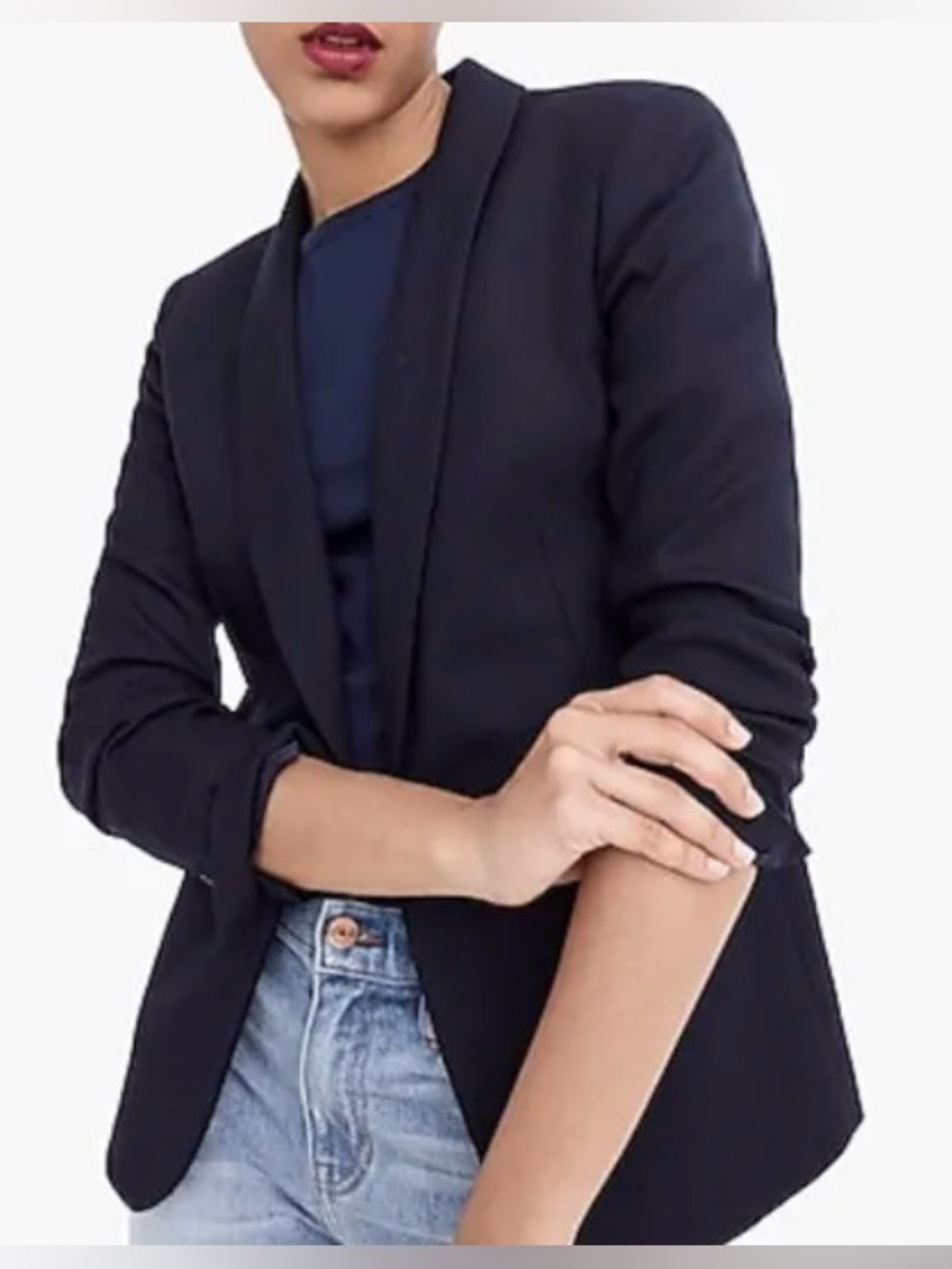J CREW navy wool parke blazer (sample)